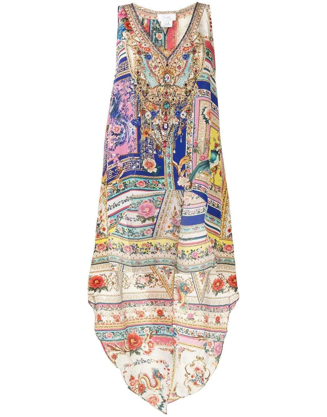 CAMILLA-High Low Cross Overlay Top-