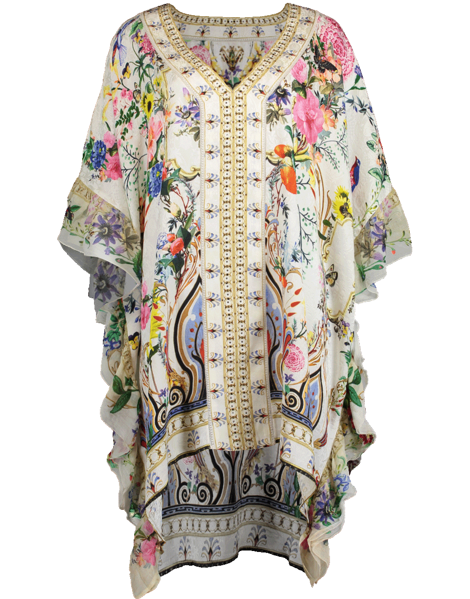 CAMILLA-V-Neck Ruffle Sleeve Kaftan-BOHEMEIN