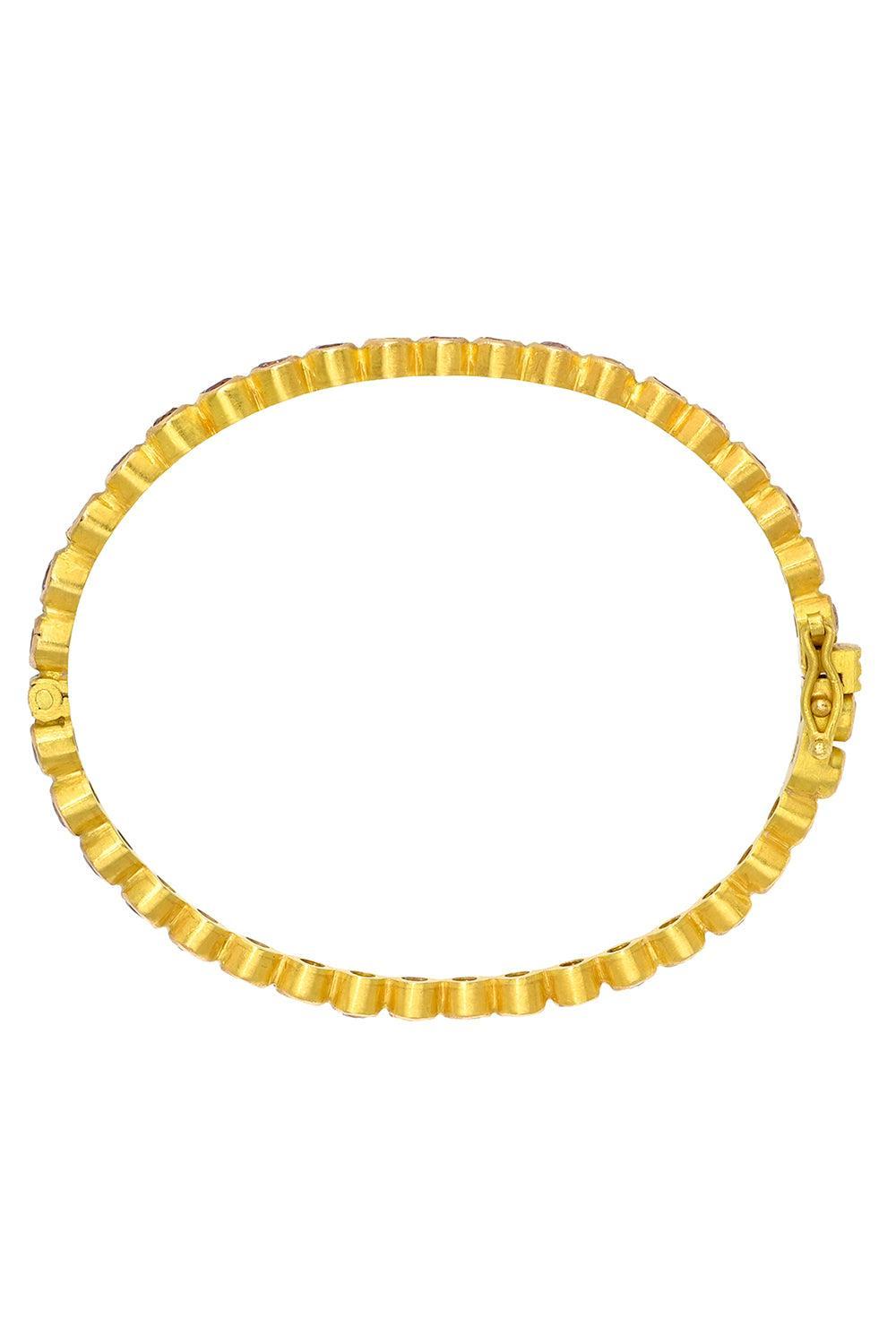 Pink Sapphire Bezel Bracelet-YELLOW GOLD-JEWELRYFINE JEWELBRACELET O-CAMILLE BEINHORN