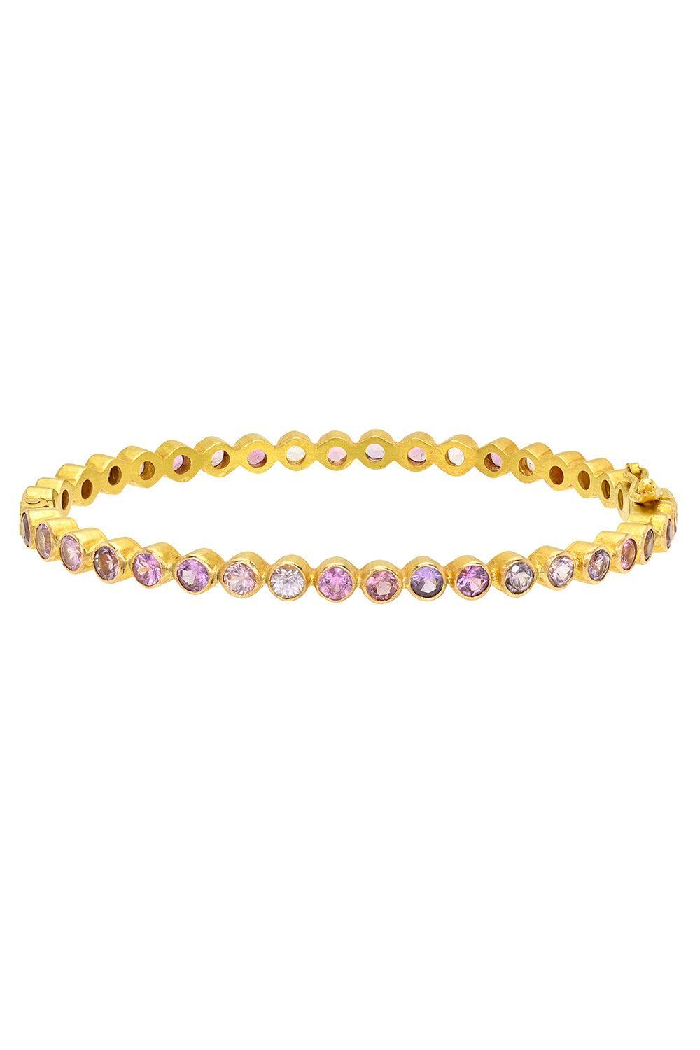 Pink Sapphire Bezel Bracelet-YELLOW GOLD-JEWELRYFINE JEWELBRACELET O-CAMILLE BEINHORN