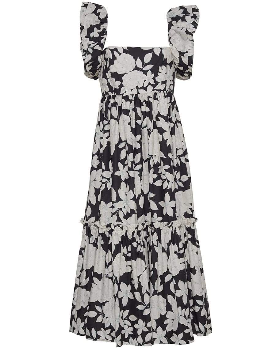 CARA CARA-Graphic Floral Black Darby Dress-