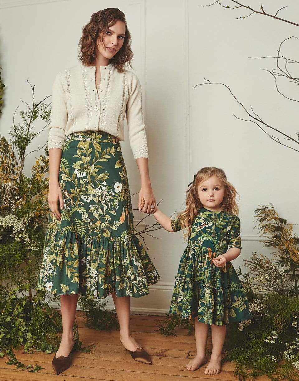 CARA CARA-Lynn Botanical Bird Midi Skirt-