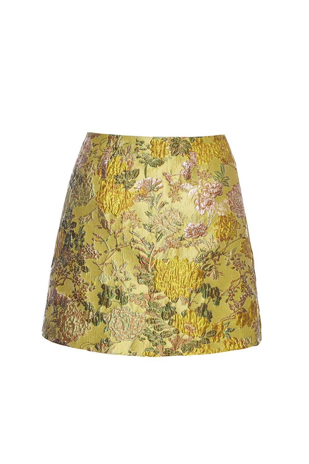 Bea Skirt-FLORAL MATELASSE YELLOW-2-CLOTHINGSKIRTMINI-CARA CARA