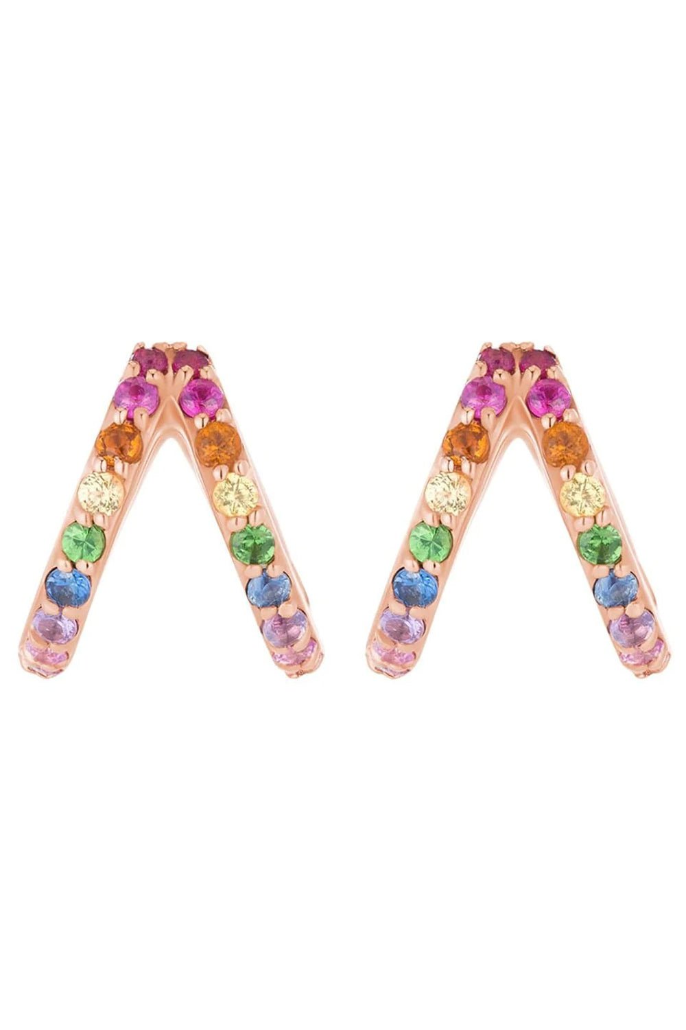 CARBON & HYDE-Rainbow Split Huggies - Rose Gold-ROSE GOLD