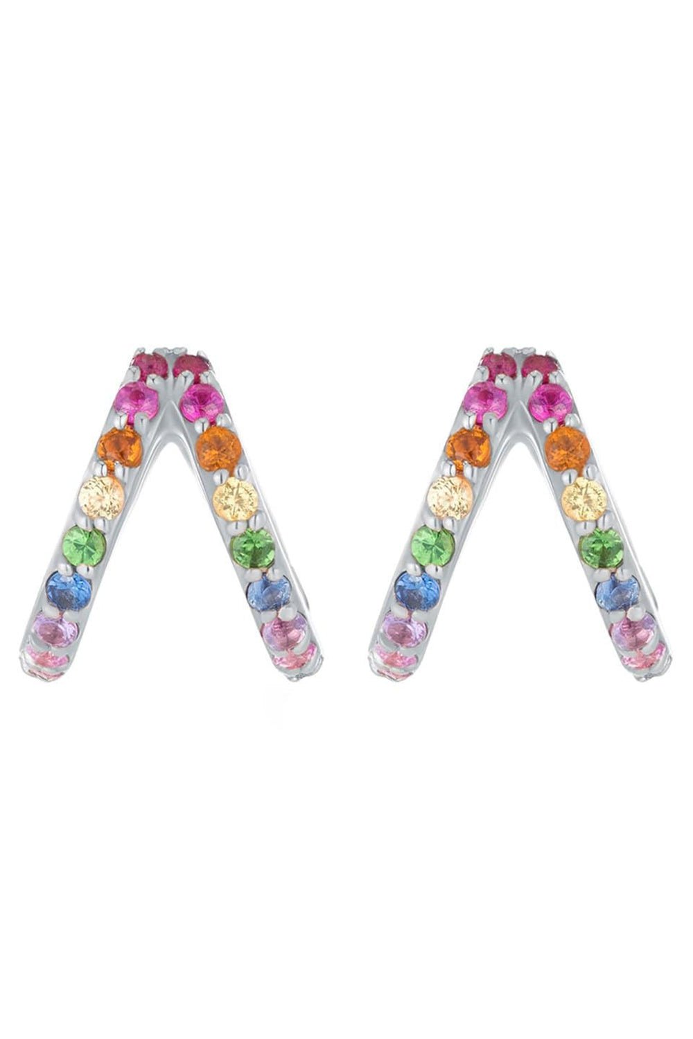 CARBON & HYDE-Rainbow Split Huggies - White Gold-WHITE GOLD