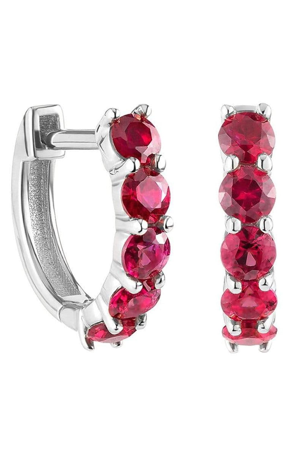 CARBON & HYDE-Ruby Sparkler Huggies - White Gold-WHITE GOLD