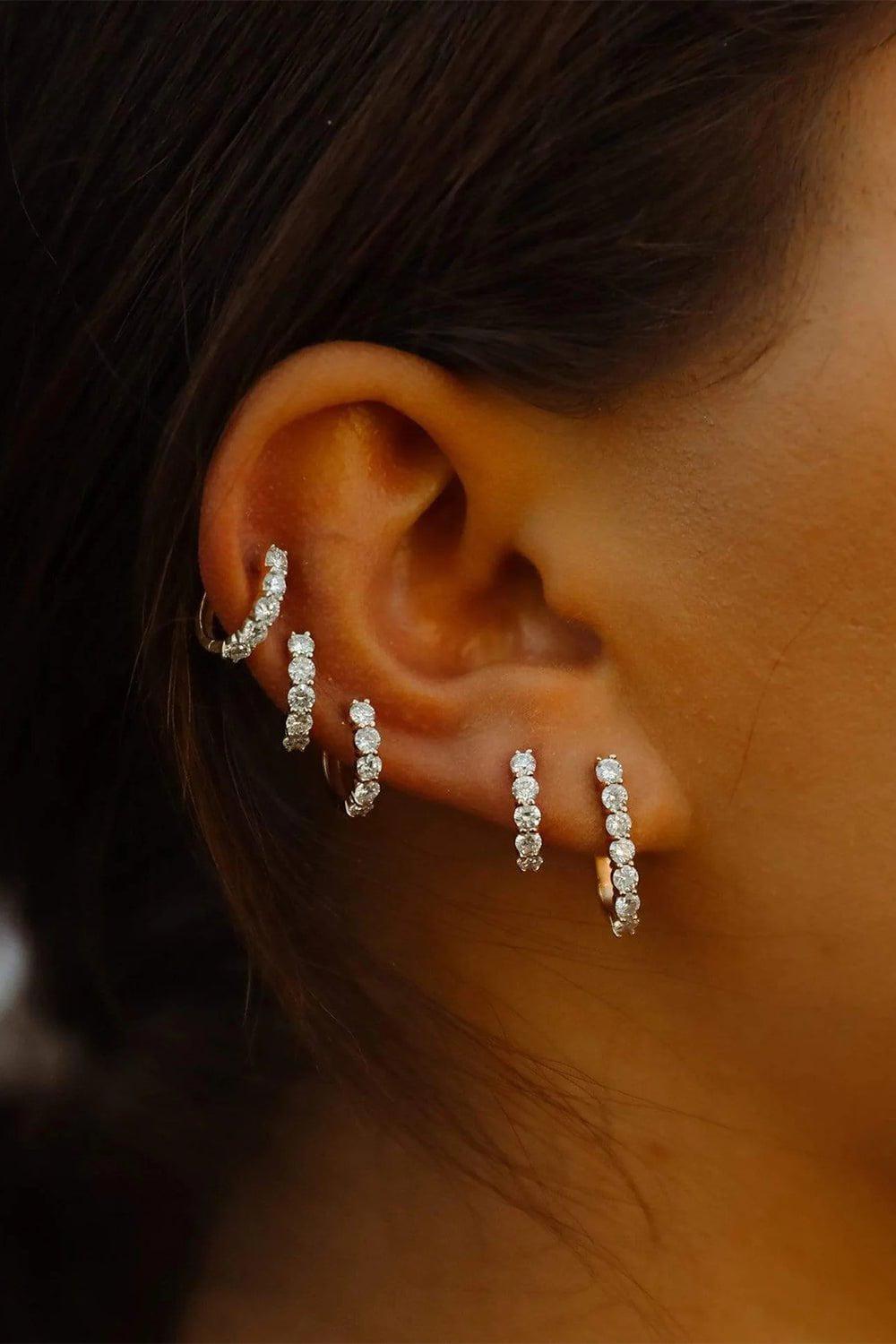 CARBON & HYDE-Sparkler Pin Earrings - White Gold-WHITE GOLD