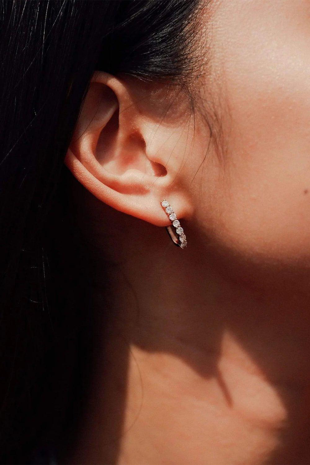 CARBON & HYDE-Sparkler Pin Earrings - White Gold-WHITE GOLD