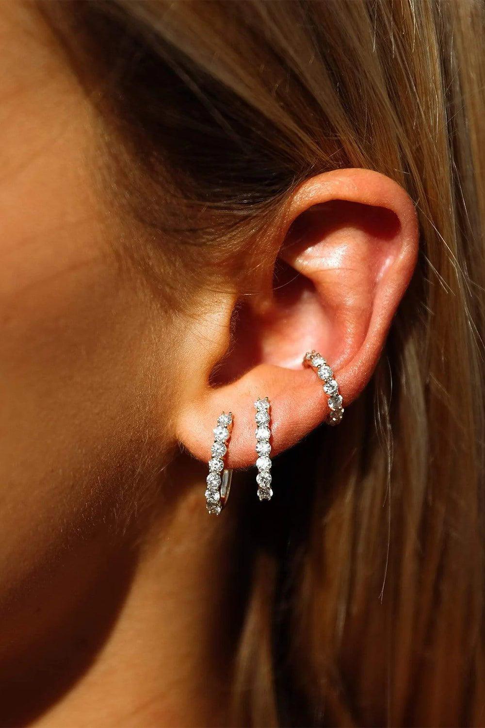 CARBON & HYDE-Sparkler Pin Earrings - White Gold-WHITE GOLD