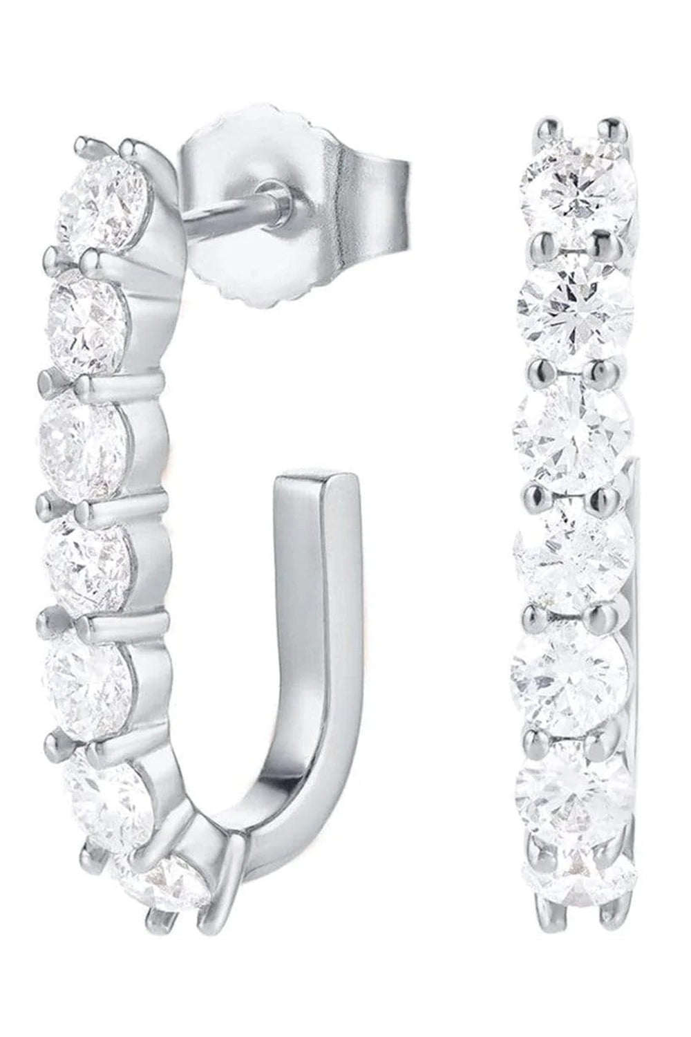 CARBON & HYDE-Sparkler Pin Earrings - White Gold-WHITE GOLD