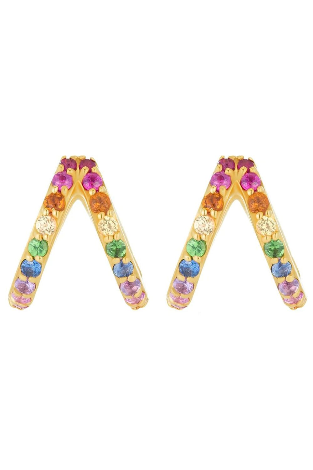 CARBON & HYDE-Rainbow Split Huggies - Yellow Gold-YELLOW GOLD