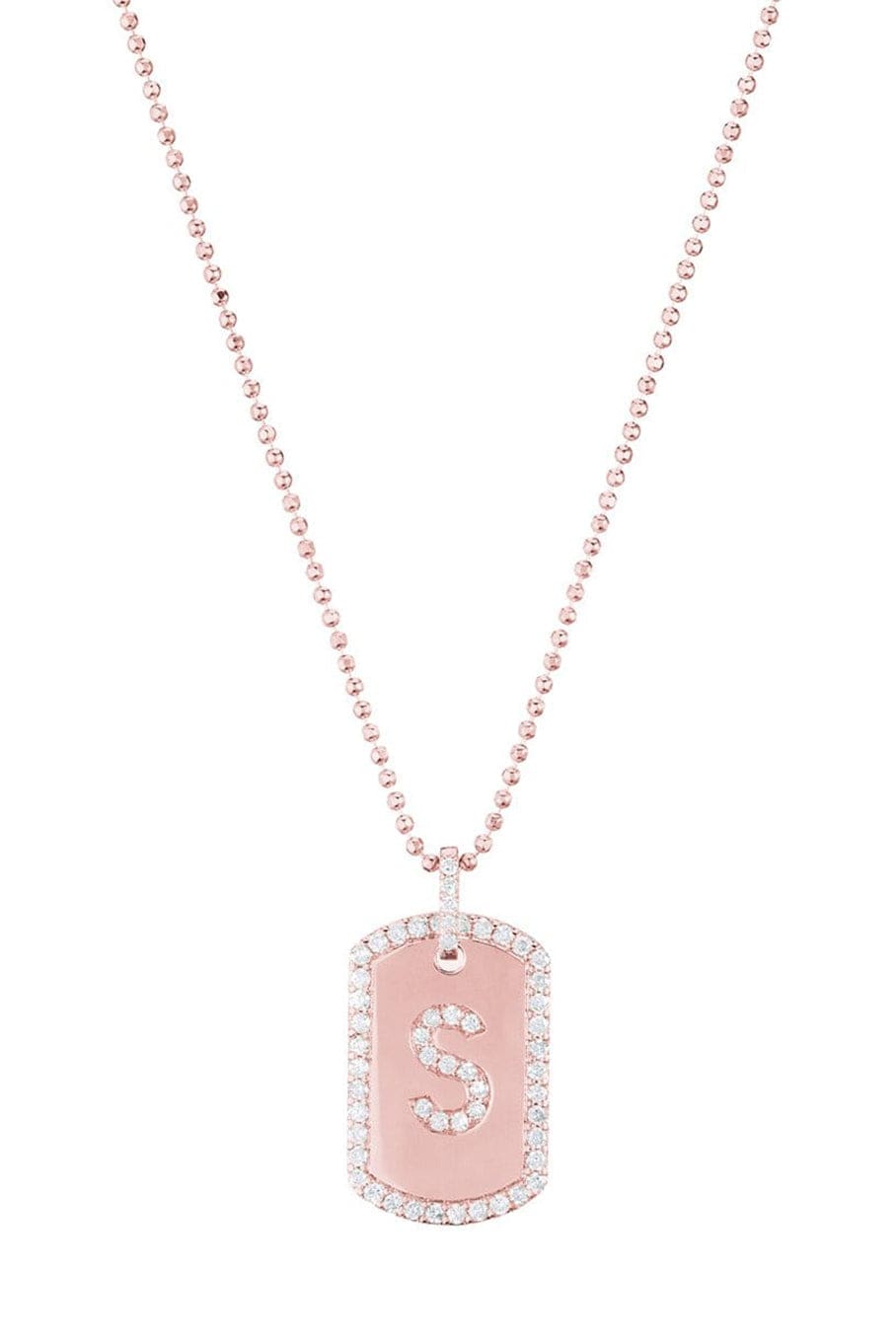 CARBON & HYDE-Initial Dogtag Necklace - Rose Gold-ROSE GOLD