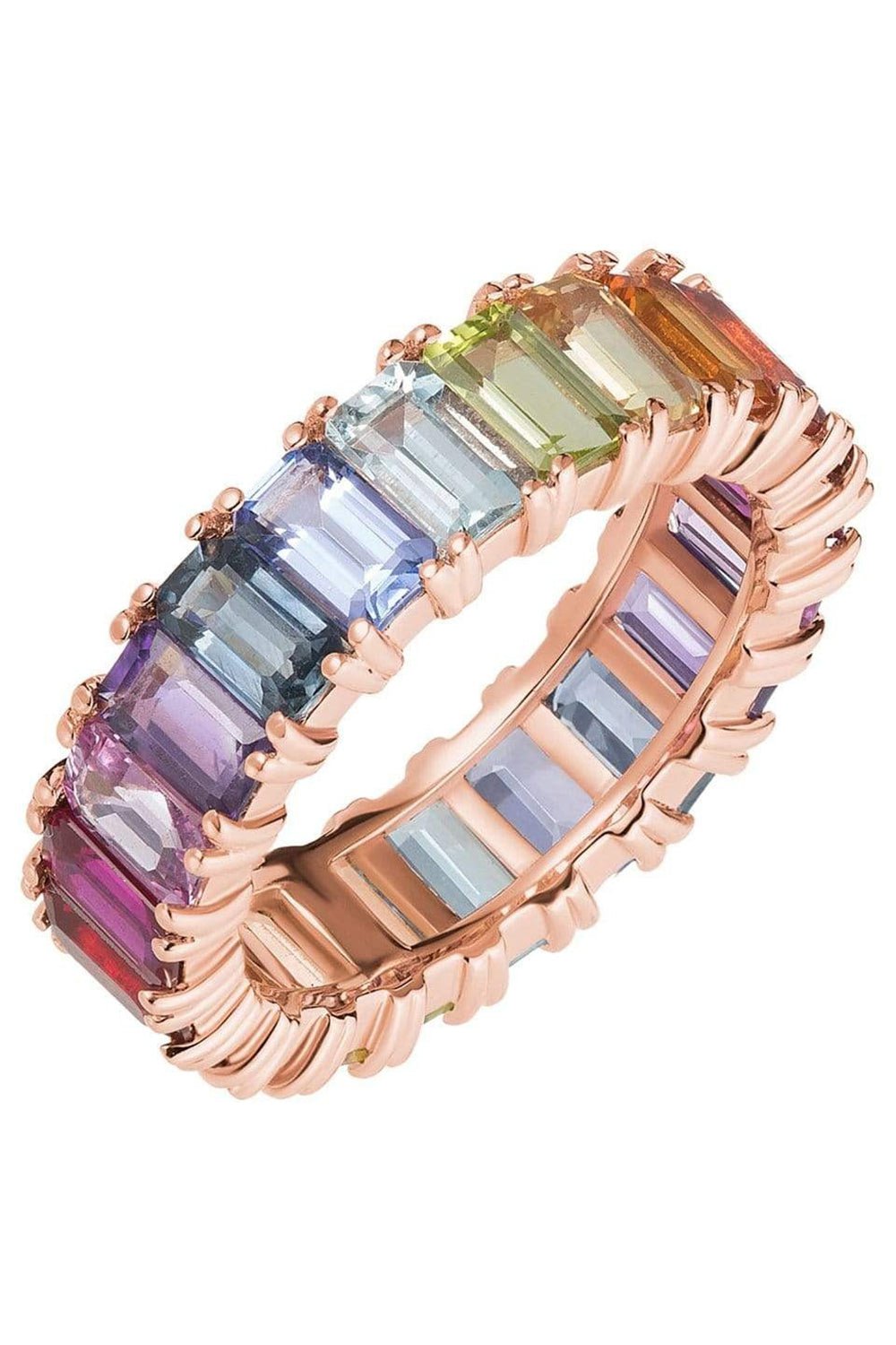 CARBON & HYDE-Rainbow Emerald Eternity Band - Rose Gold-