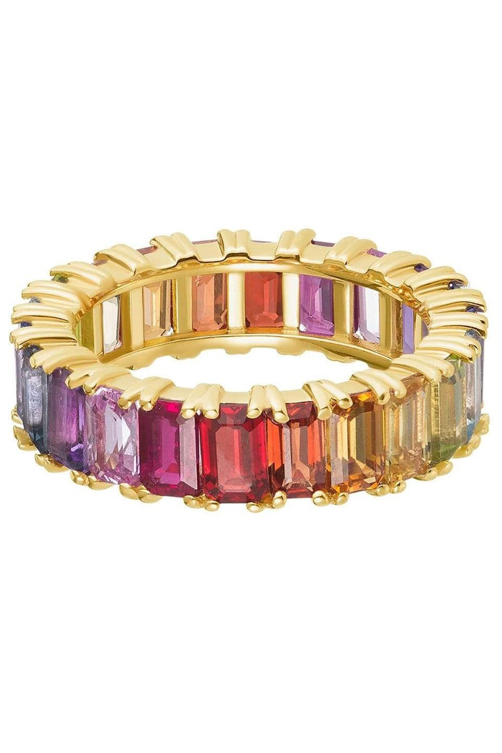 CARBON & HYDE-Rainbow Emerald Eternity Band - Yellow Gold-