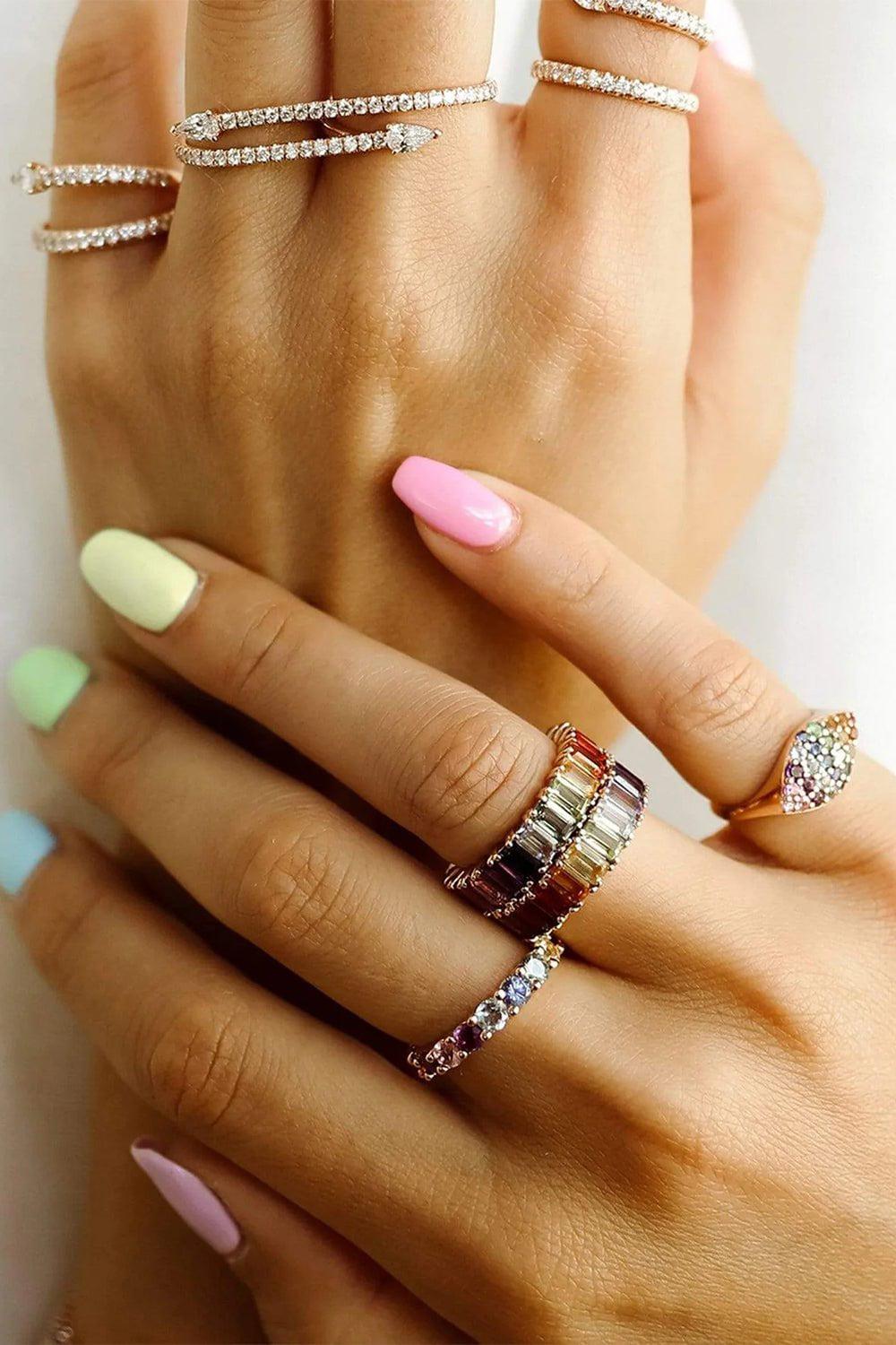 CARBON & HYDE-Rainbow Eternity Band - White Gold-