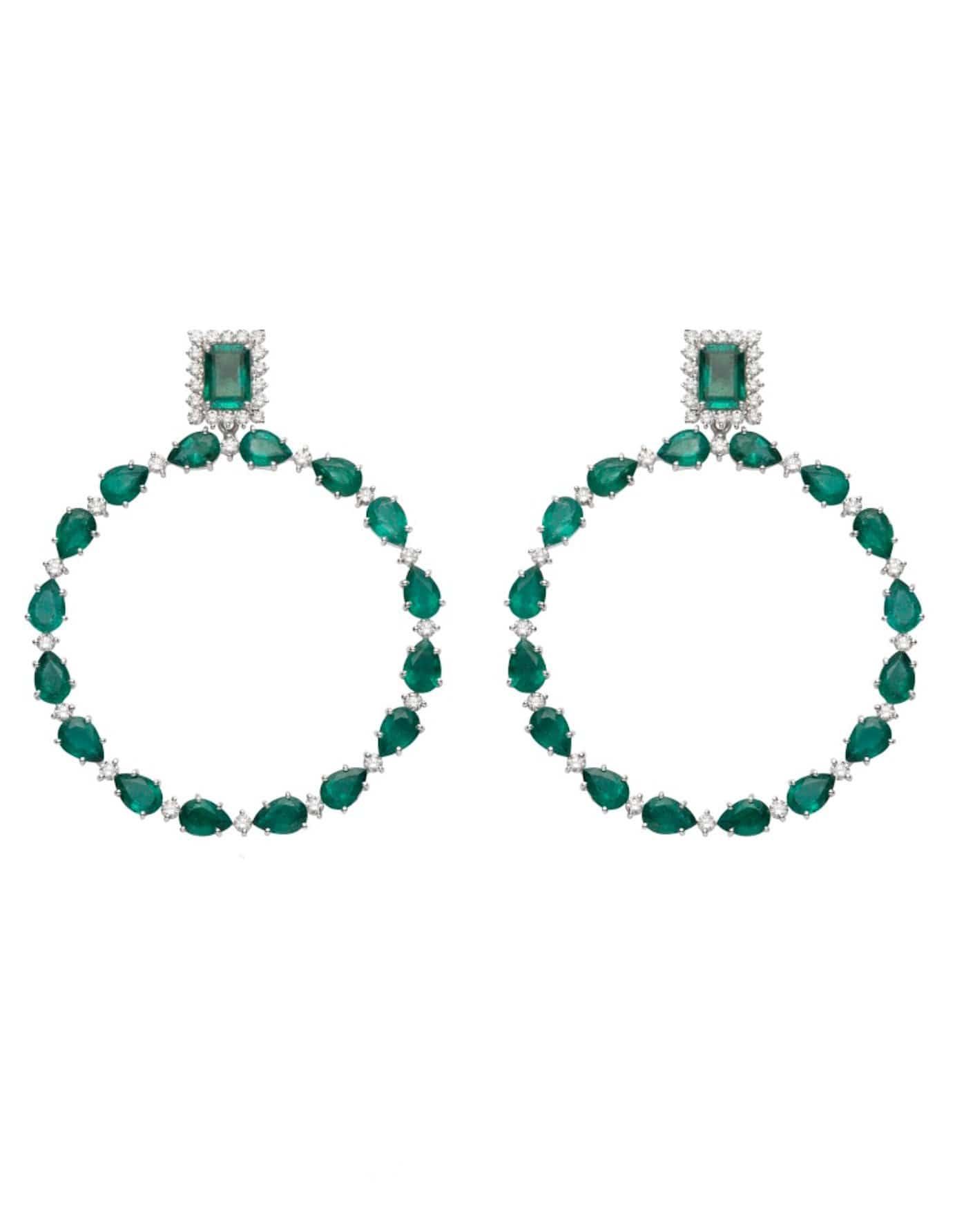 CARLA AMORIM-Esperanca Emerald and Diamond Earrings-WHITE GOLD