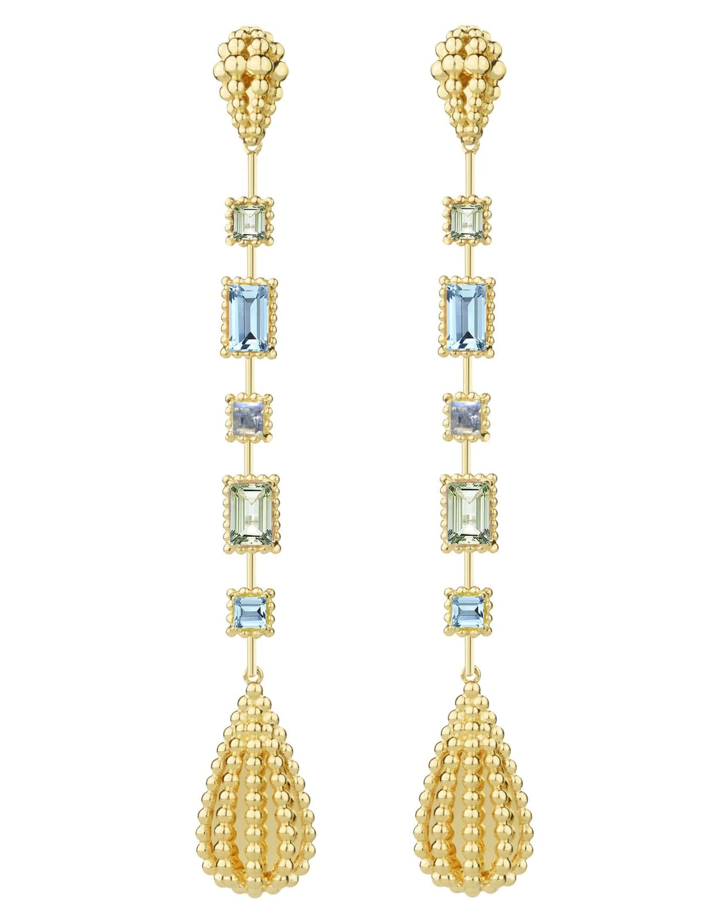 CARLA AMORIM-Garden Aquamarine and Peridot Drop Earrings-YELLOW GOLD