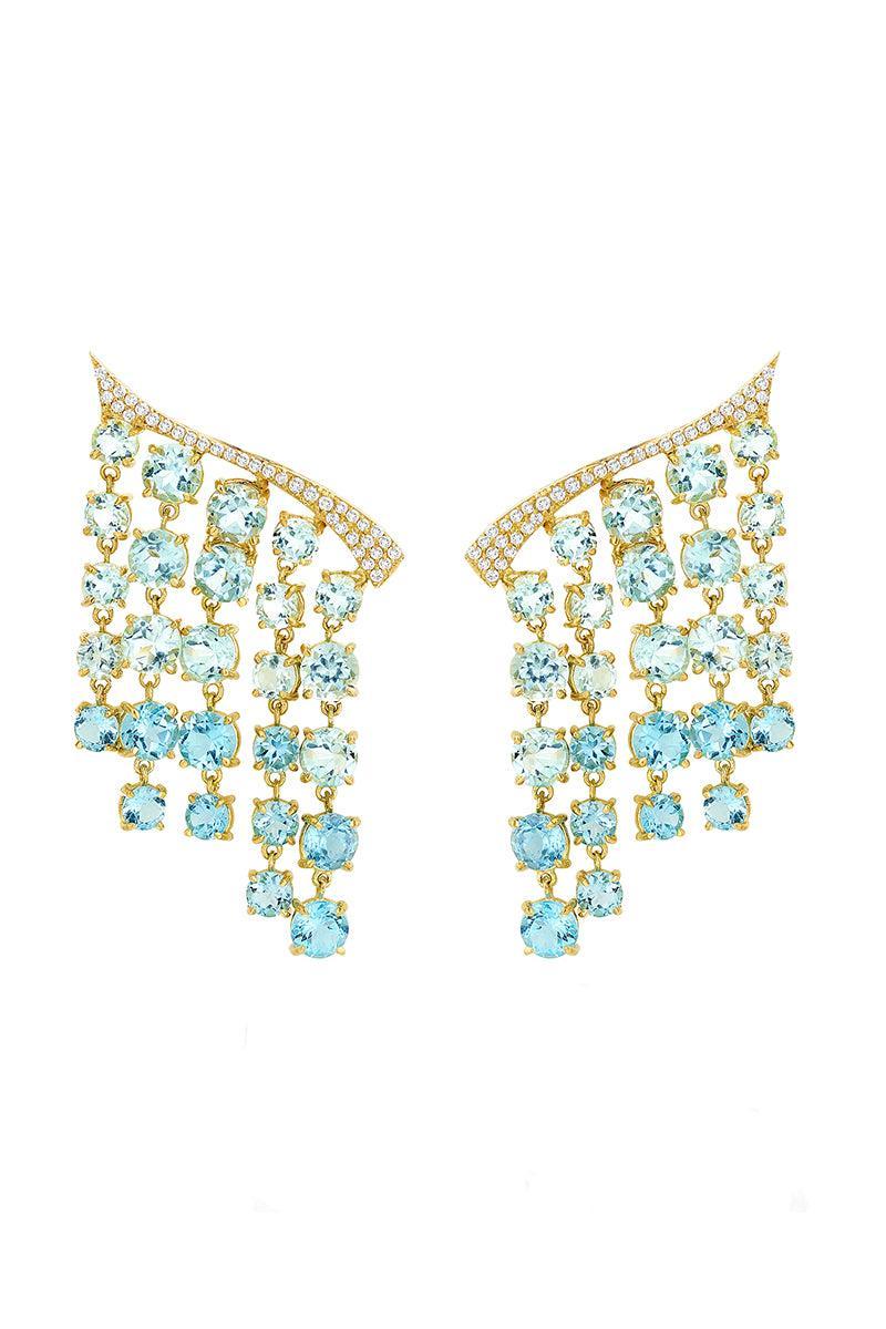 Blue Topaz Bossa Nova Earrings-YELLOW GOLD-JEWELRYFINE JEWELEARRING-CAROL KAUFFMANN