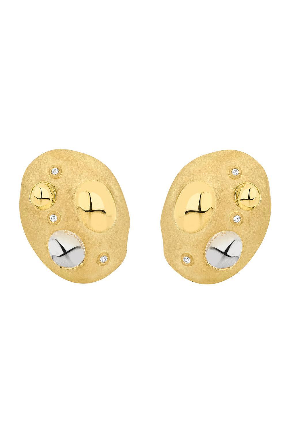  Diamond Rocks Flinstones Monochromatic Earrings-YELLOW GOLD-JEWELRYFINE JEWELEARRING-CAROL KAUFFMANN 