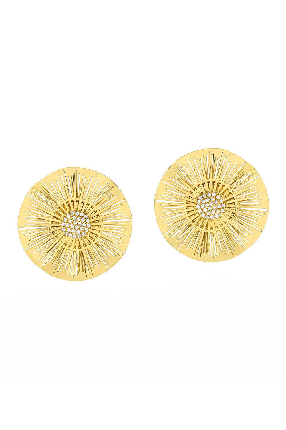 Large Diamond Explosion Earrings-YELLOW GOLD-JEWELRYFINE JEWELEARRING-CAROL KAUFFMANN