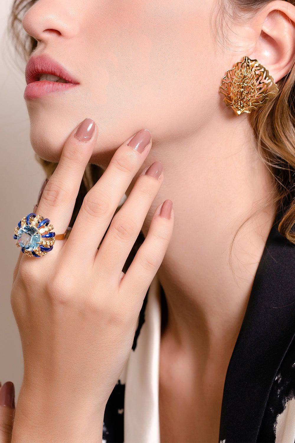 CAROL KAUFFMANN-Petal Earrings-YELLOW GOLD