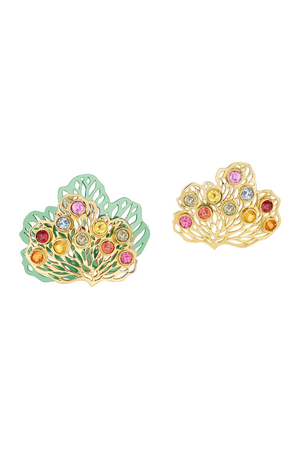 CAROL KAUFFMANN-Petal Stone Earrings-YELLOW GOLD