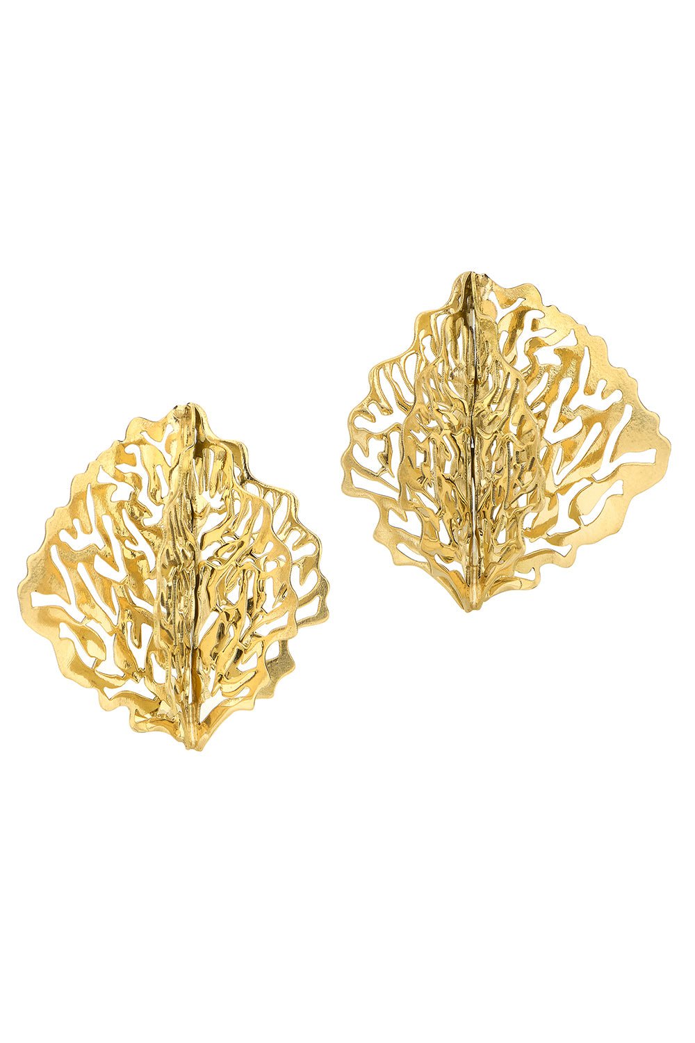 CAROL KAUFFMANN-Shadows Sea Sponge Earrings-YELLOW GOLD