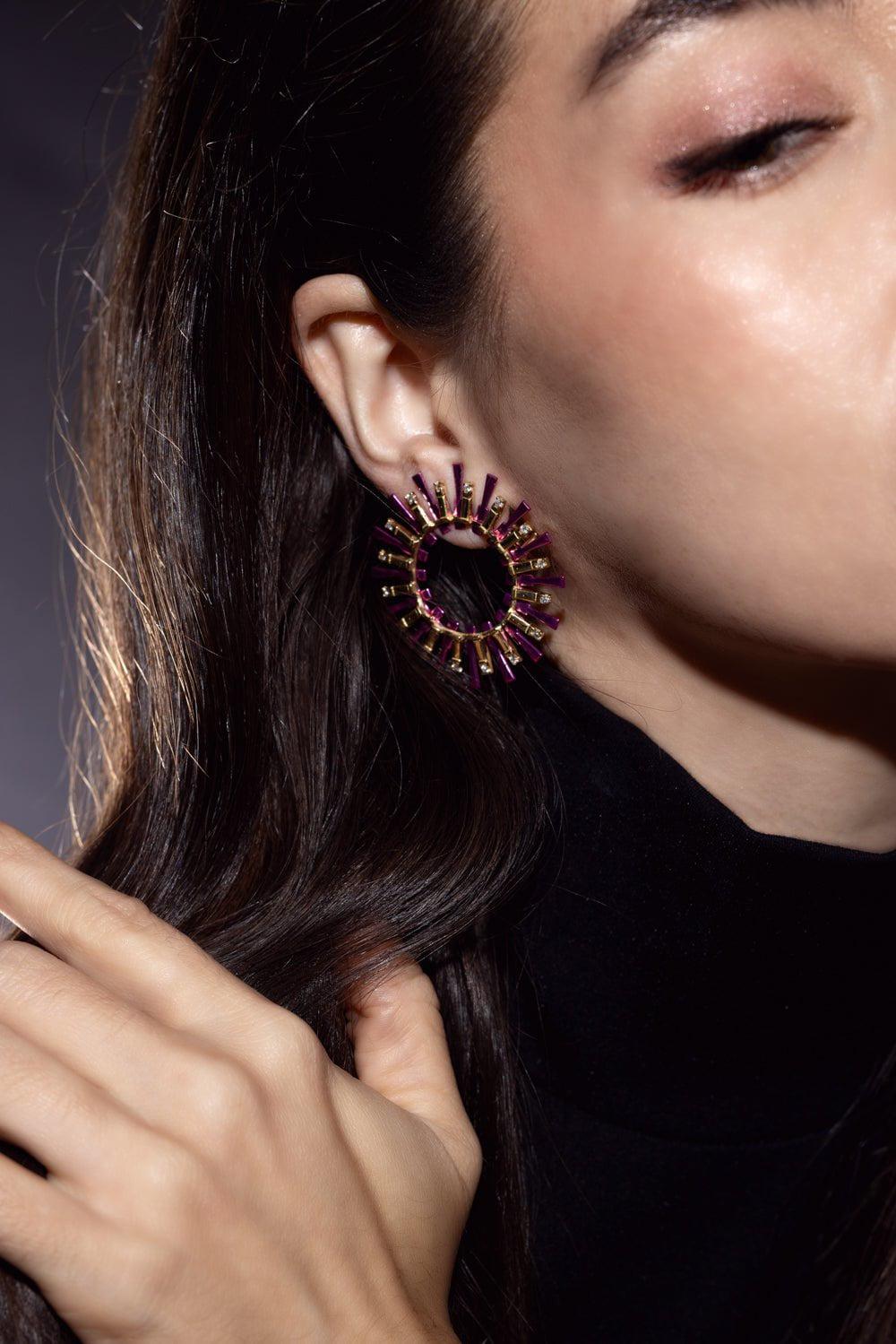 CAROL KAUFFMANN-Valentim Color Hoop Earrings-YELLOW GOLD