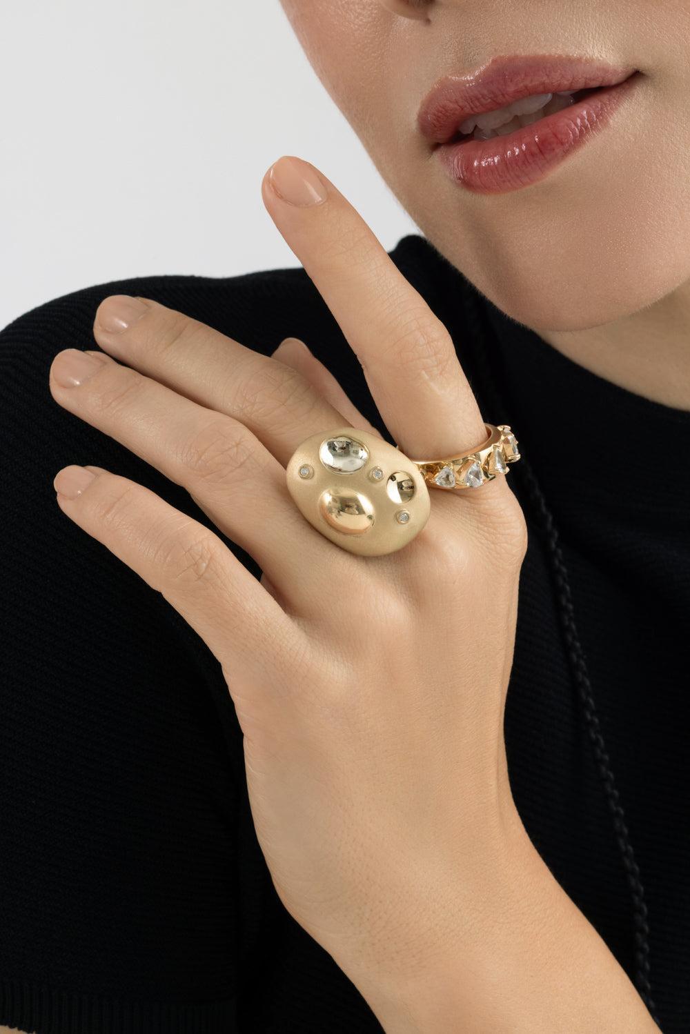 Diamond Rocks Flinstones Ring-YELLOW GOLD-7.25-JEWELRYFINE JEWELRING-CAROL KAUFFMANN