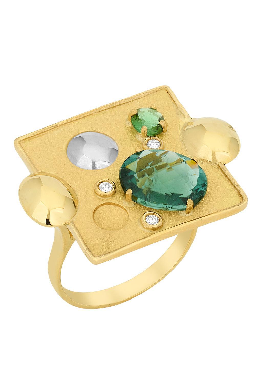 Green Tourmaline Rocks Pedrita Ring-YELLOW GOLD-7.25-JEWELRYFINE JEWELRING-CAROL KAUFFMANN 