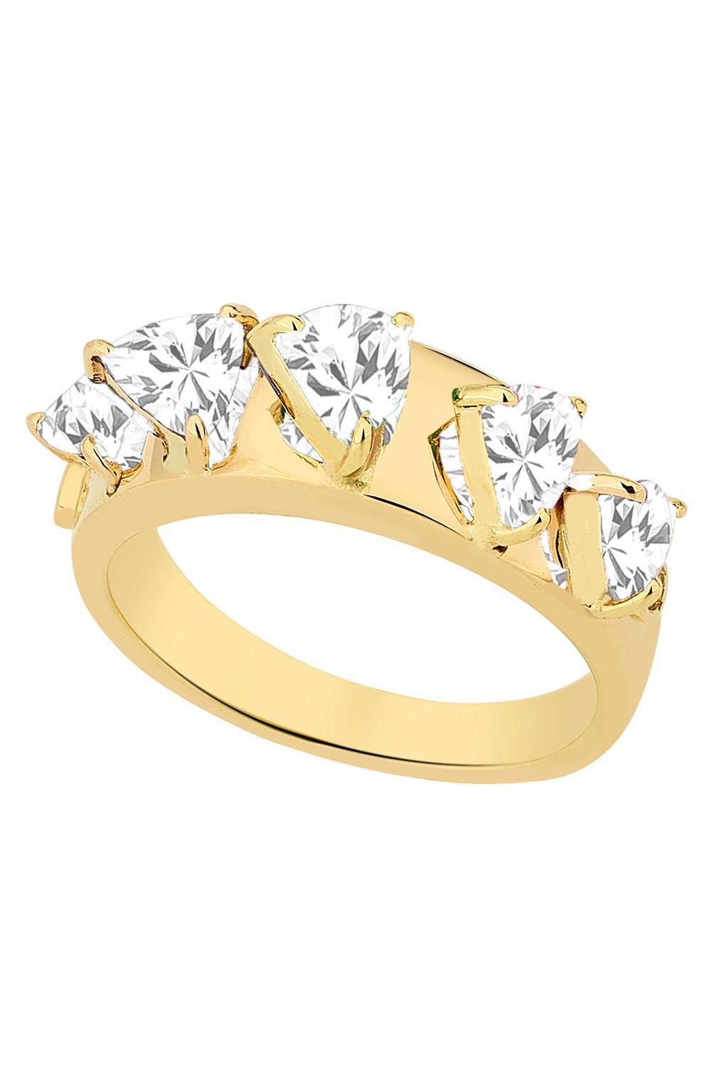White Sapphire Diamond Mandala Domino Ring-YELLOW GOLD-7.25-JEWELRYFINE JEWELRING-CAROL KAUFFMANN