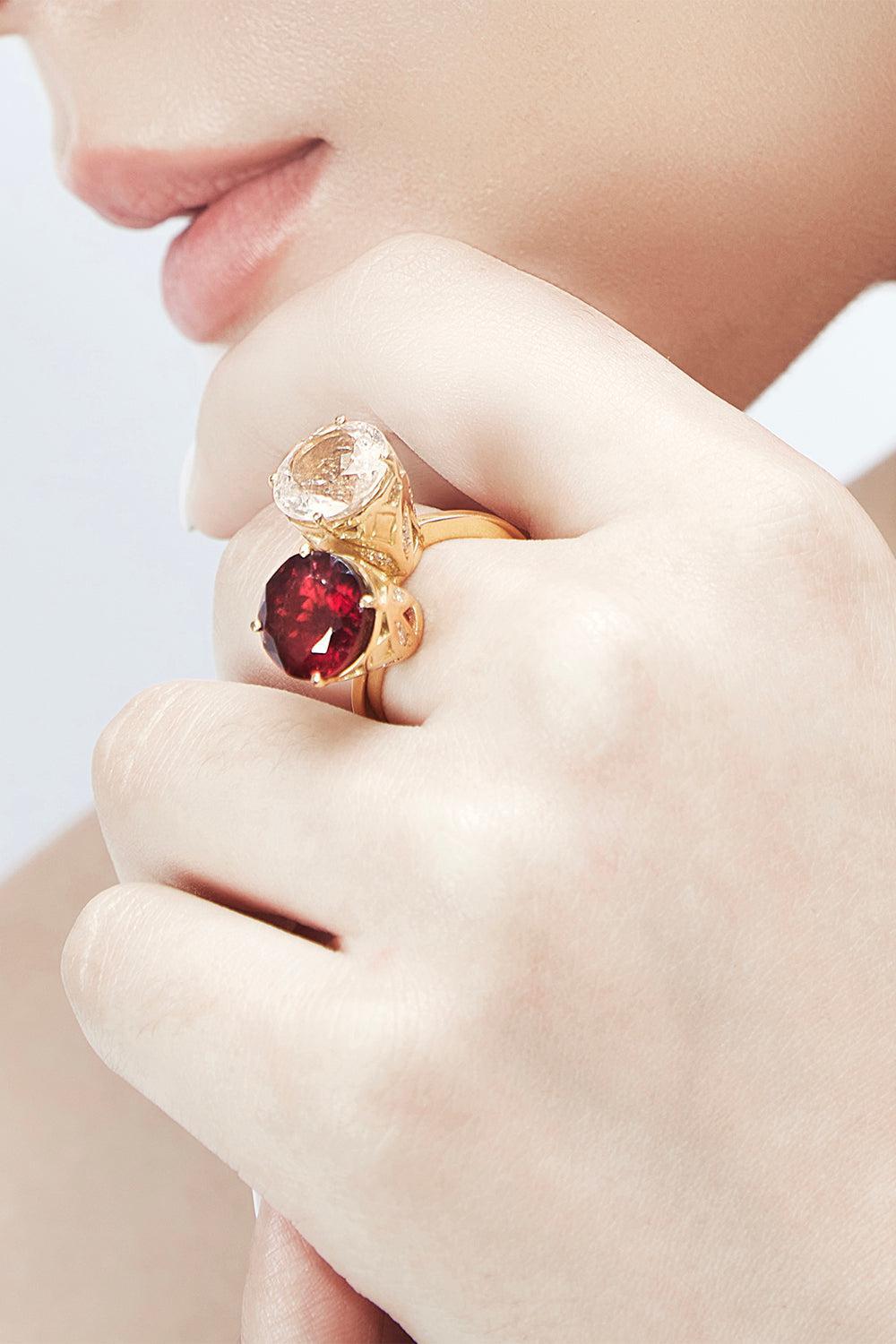 Morganite Tulip Ring-YELLOW GOLD-7.5-JEWELRYFINE JEWELRING-CAROL KAUFFMANN