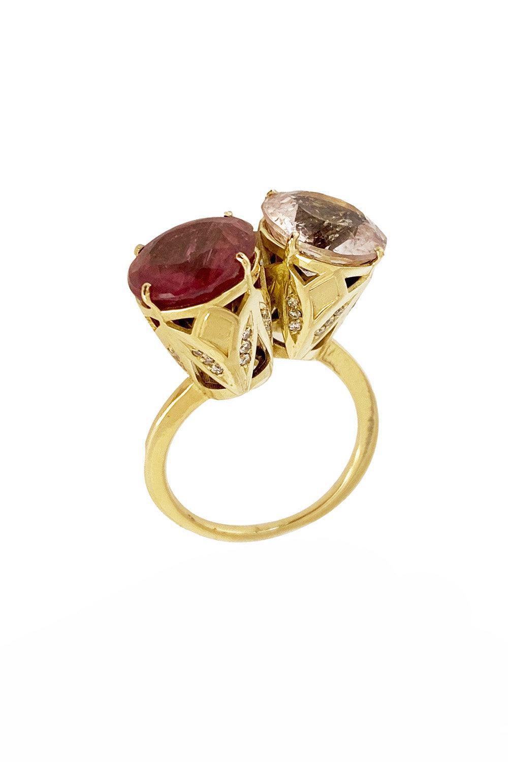 Morganite Tulip Ring-YELLOW GOLD-7.5-JEWELRYFINE JEWELRING-CAROL KAUFFMANN