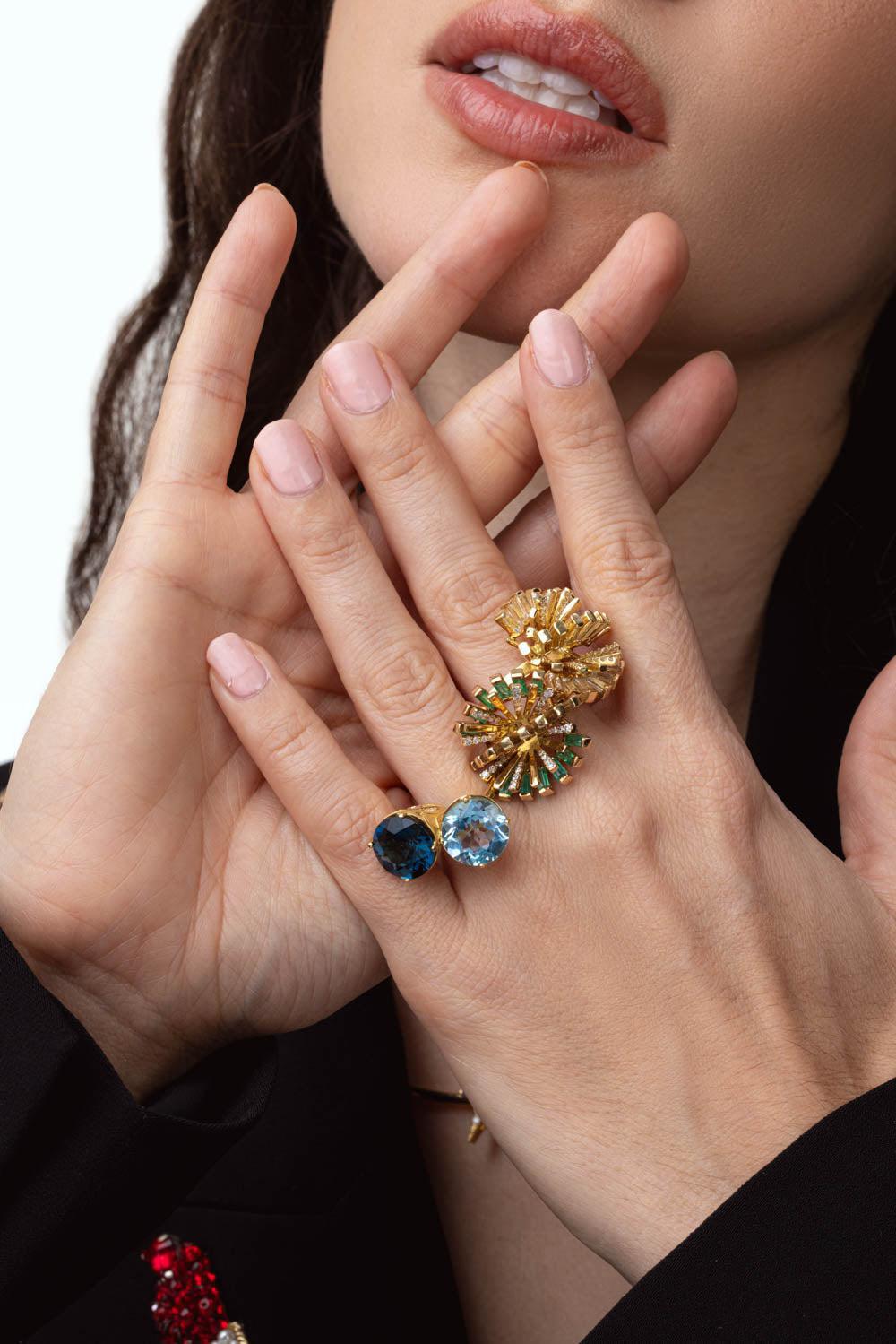 CAROL KAUFFMANN-Emerald Hedgehog Ring-YELLOW GOLD