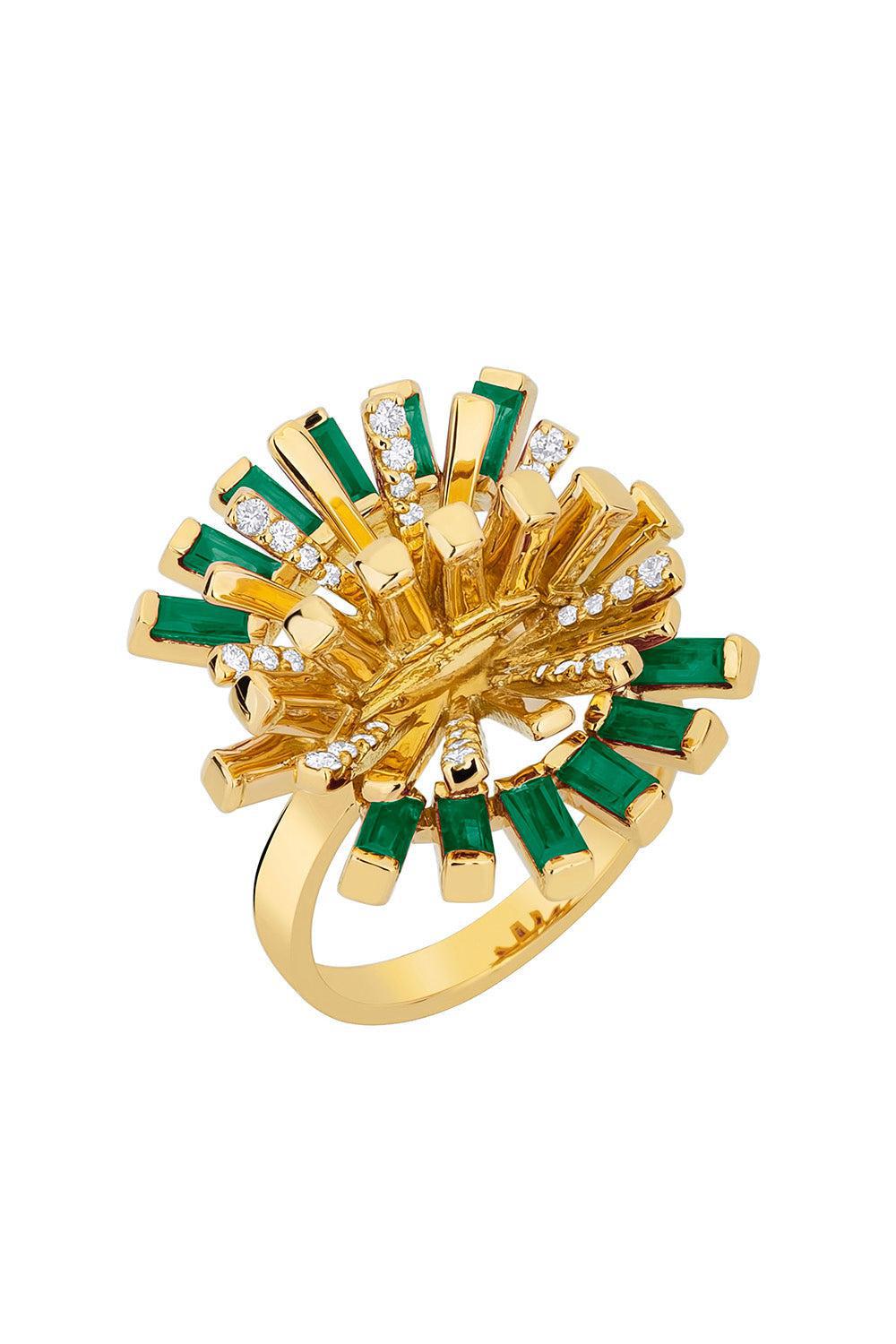 CAROL KAUFFMANN-Emerald Hedgehog Ring-YELLOW GOLD