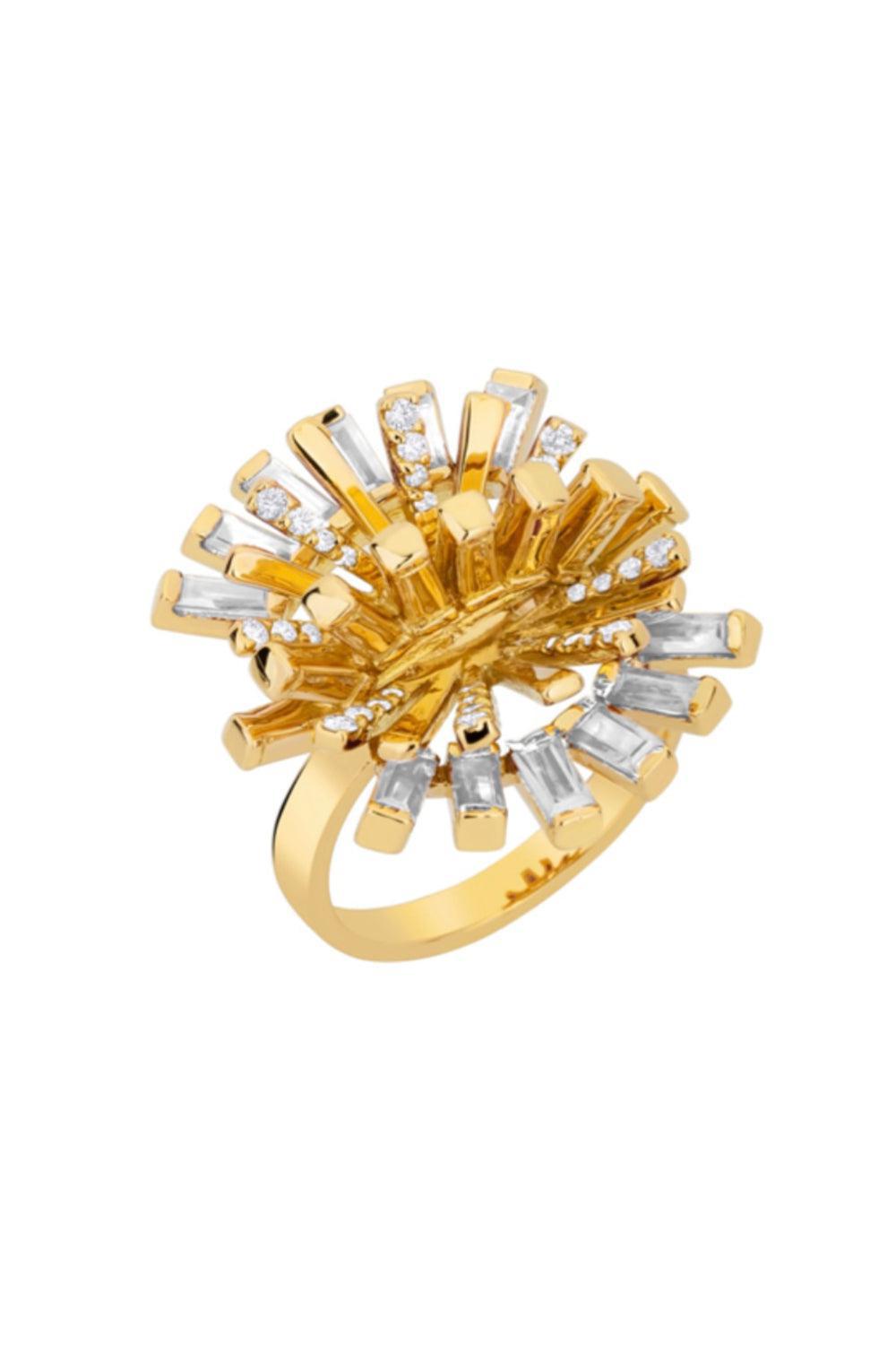 CAROL KAUFFMANN-White Sapphire Hedgehog Ring-YELLOW GOLD