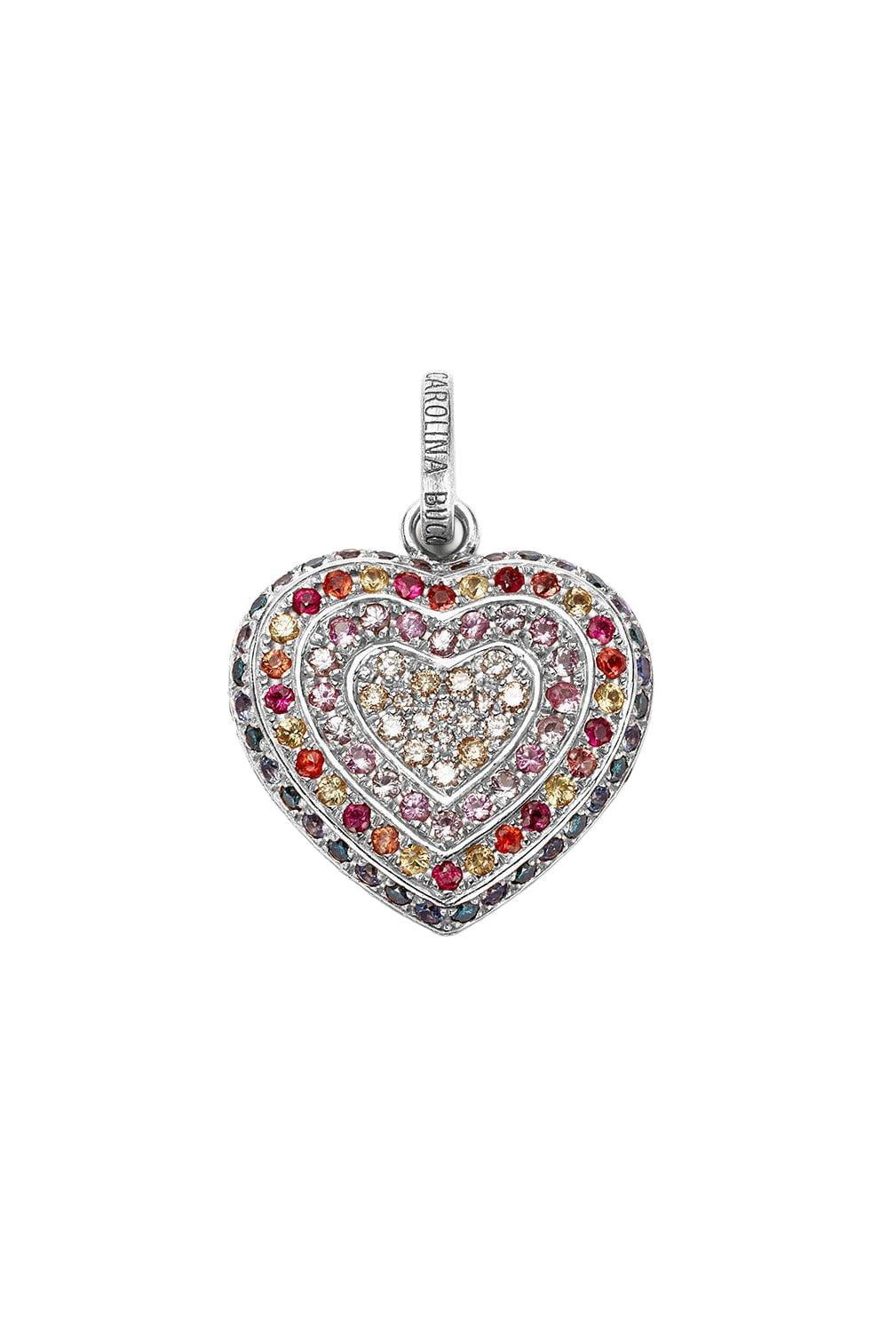 Small Rainbow Pavé Small Cuore Pendant-ROSE GOLD-JEWELRYFINE JEWELPENDANT-CAROLINA BUCCI