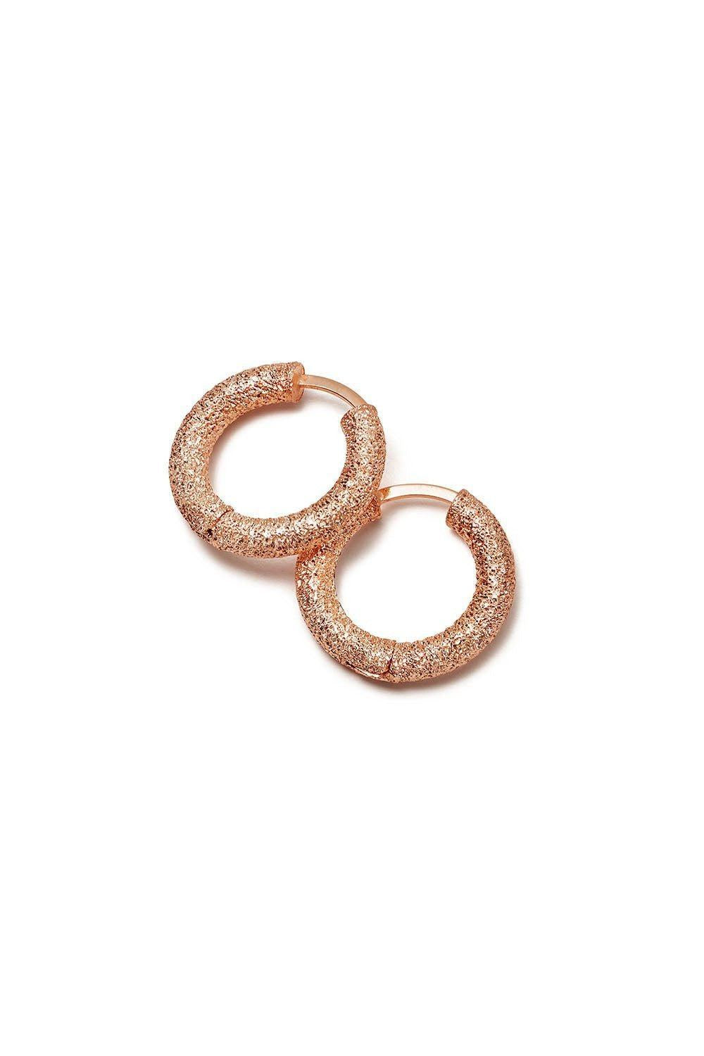 Florentine Finish Round Huggy Earrings-BLACK GOLD-JEWELRYFINE JEWELEARRING-CAROLINA BUCCI