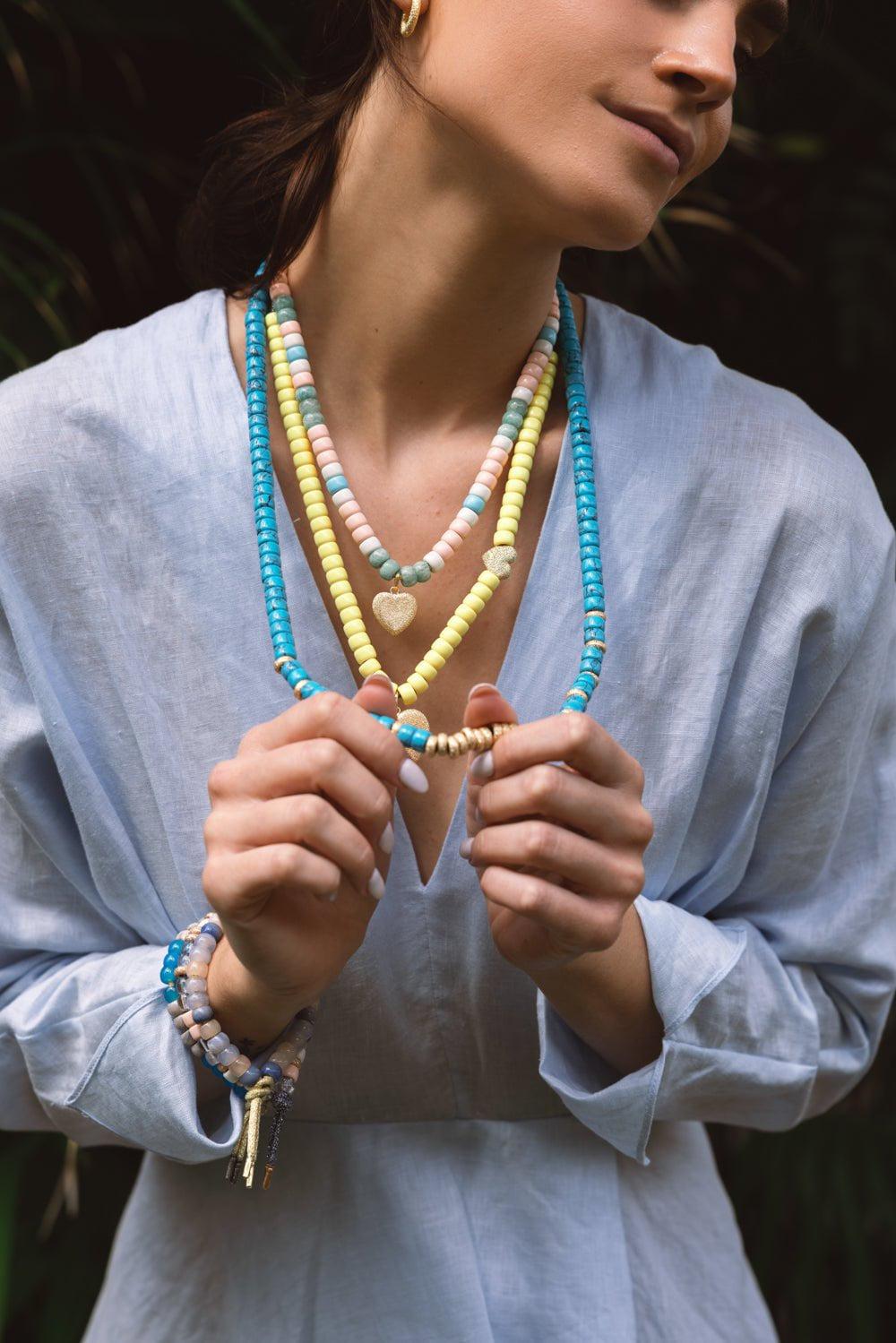 CAROLINA BUCCI-Short Forte Beads Cord - Storm-