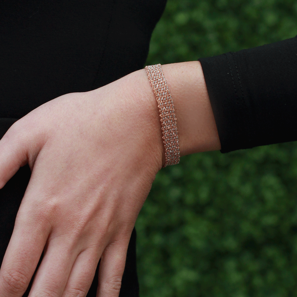CAROLINA BUCCI-Narrow Gold Woven Bracelet-ROSE GOLD