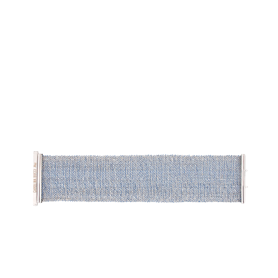 CAROLINA BUCCI-Blue Silk Melange Woven Bracelet-WHITE GOLD