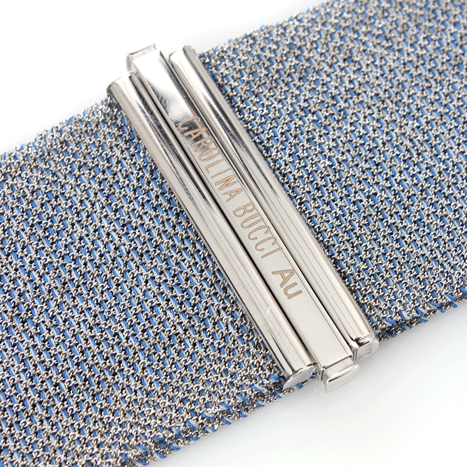 CAROLINA BUCCI-Blue Silk Melange Woven Bracelet-WHITE GOLD