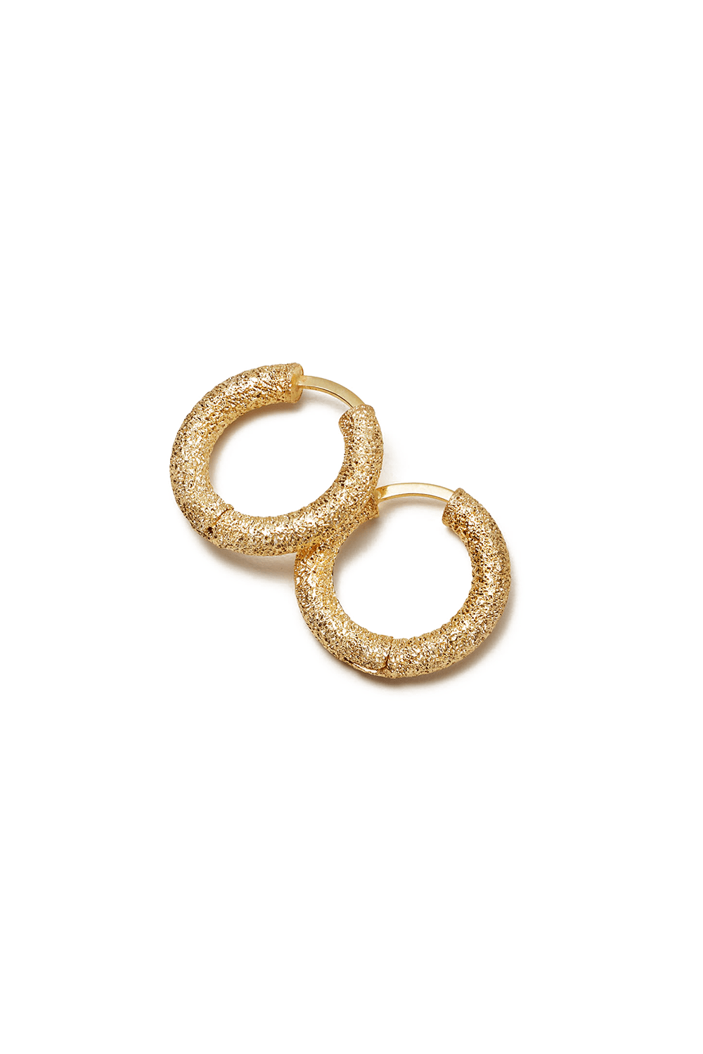 Florentine Finish Round Huggy Earrings-BLACK GOLD-JEWELRYFINE JEWELEARRING-CAROLINA BUCCI