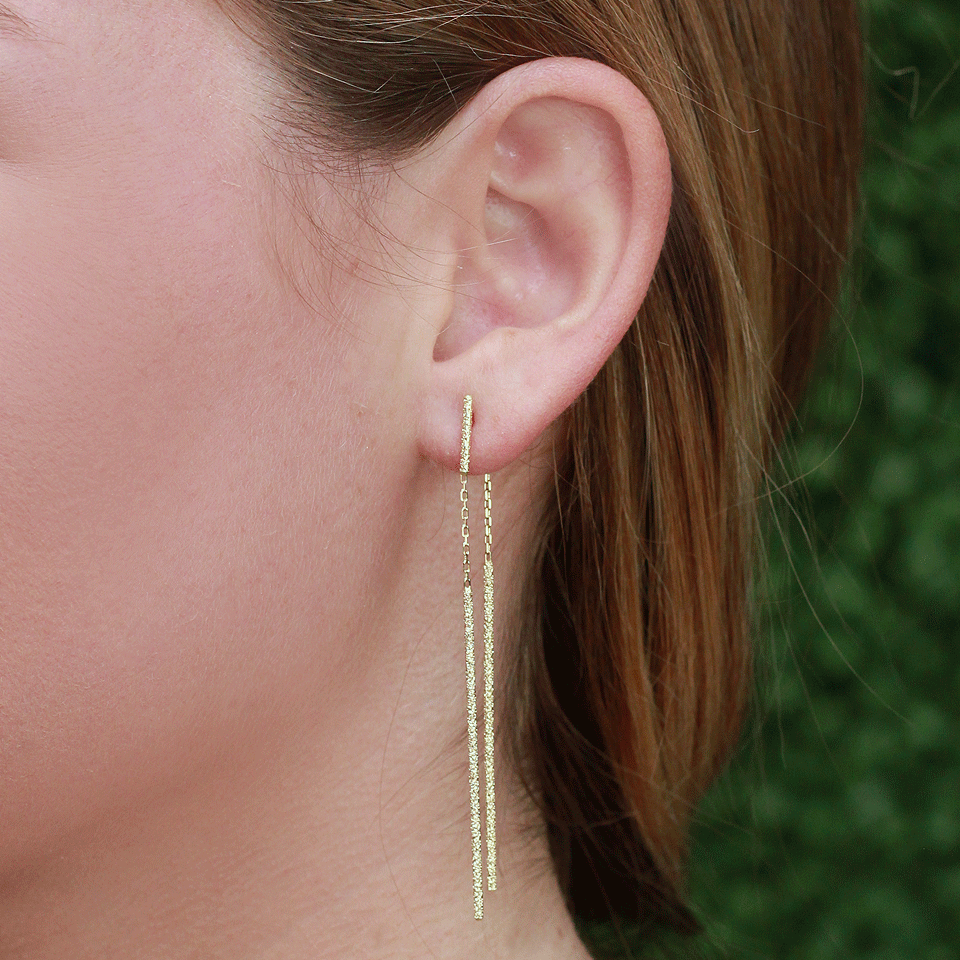 CAROLINA BUCCI-Gitane Double Sparkly Stick Earrings-YELLOW GOLD
