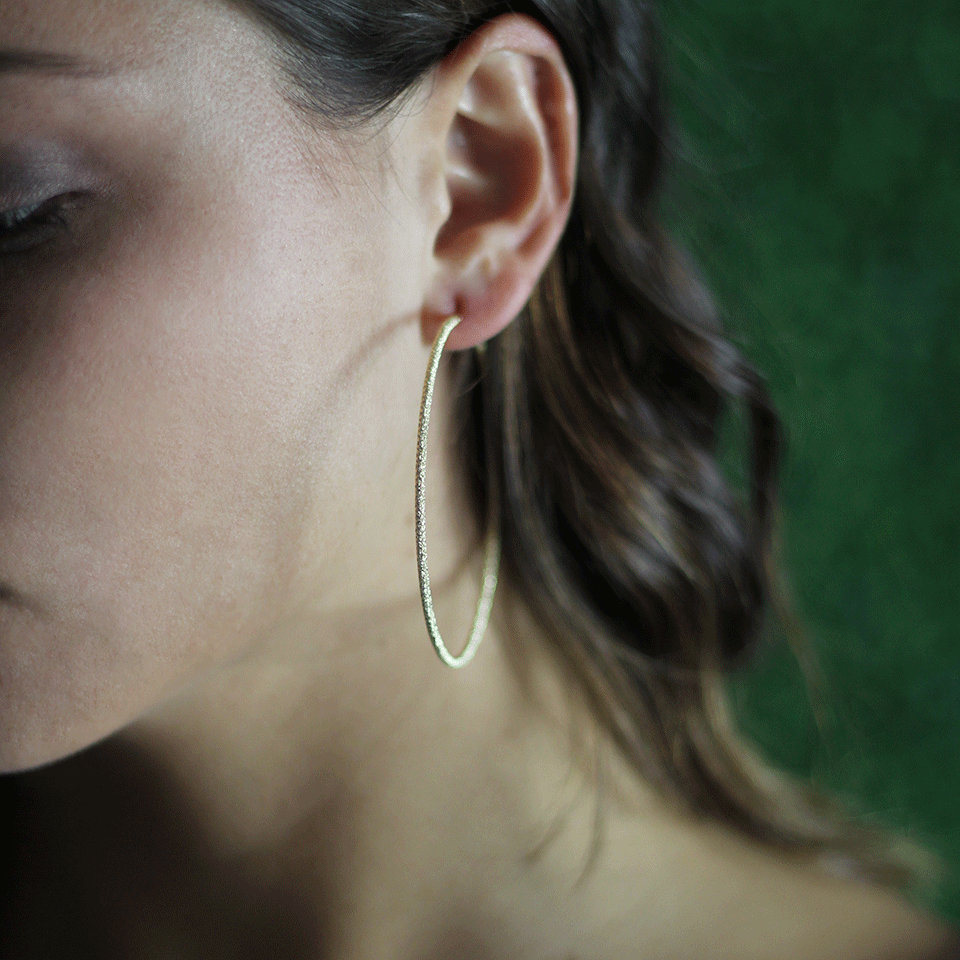 CAROLINA BUCCI-Large Sparkly Hoop Earrings-YELLOW GOLD