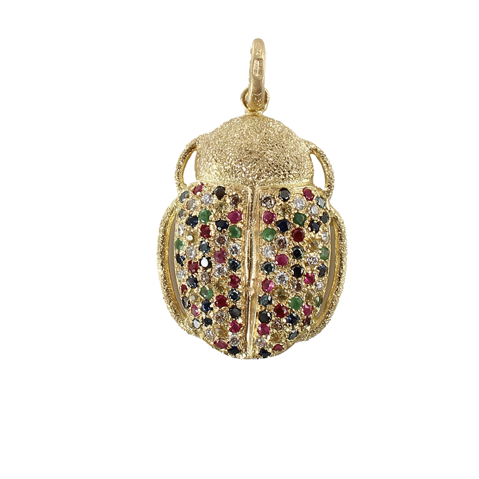 CAROLINA BUCCI-Mixed Pave Scarab Pendant-YLLW GLD
