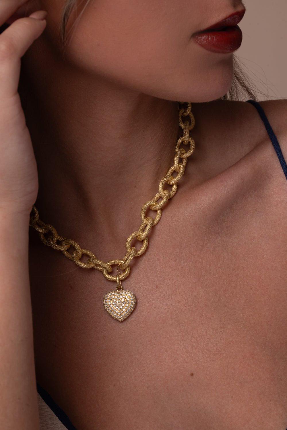 CAROLINA BUCCI-Diamond Pavé Small Cuore Pendant-YELLOW GOLD