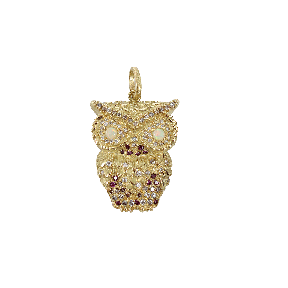 CAROLINA BUCCI-Multi-Color Diamond Owl Pendant-YELLOW GOLD