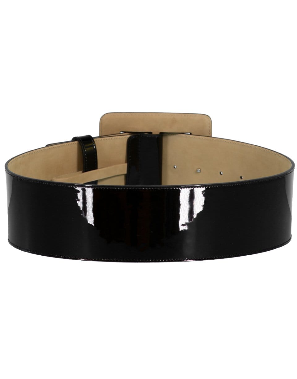 CAROLINA HERRERA-Large Square Black Buckle Belt-