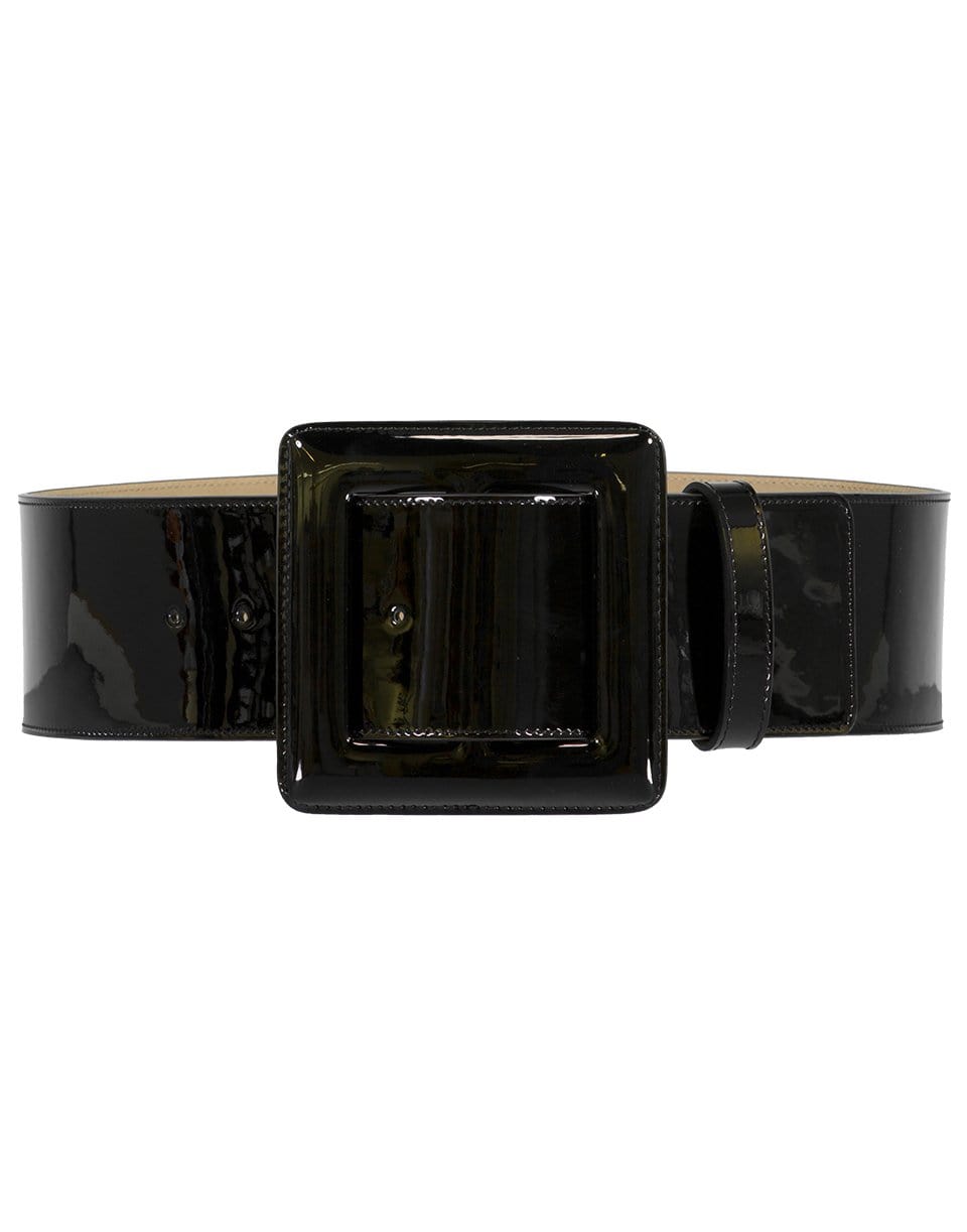 CAROLINA HERRERA-Large Square Black Buckle Belt-